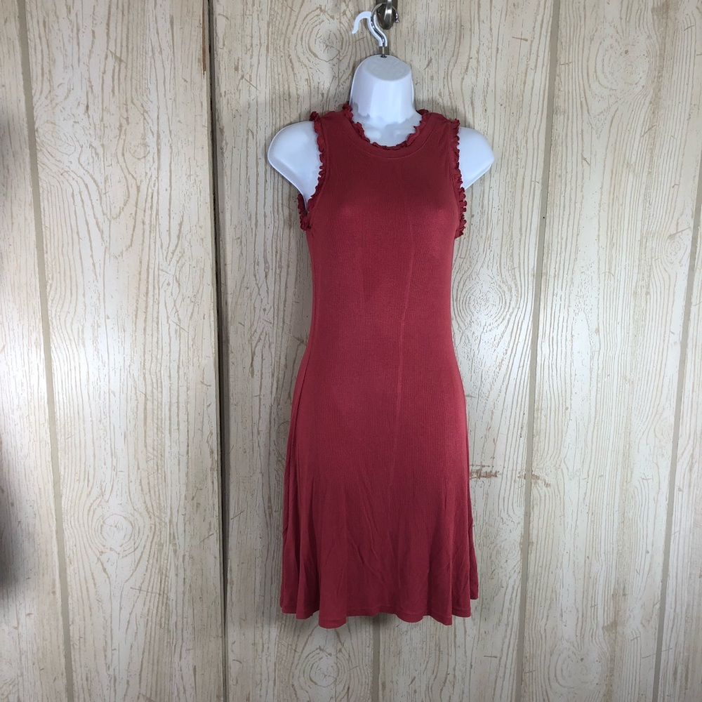 Derek Heart Ruffle Trim Tank Swing Dress L